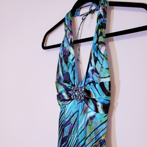 Turquoise Halter Dress - Size 2 - Picture 4 of 10